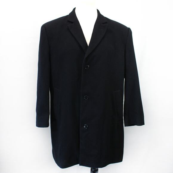 Pronto Uomo Men's Black Wool Blend Coat Jacket Minimalist Size 44 Short Medium - Picture 1 of 6